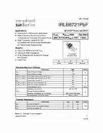 DataSheet IRLB8721PbF pdf