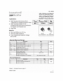 DataSheet IRLR7843CPBF pdf