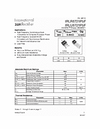 DataSheet IRLU8721PBF pdf