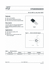 DataSheet STGW20NC60VD pdf