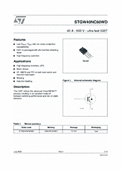 DataSheet STGW40NC60WD pdf