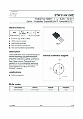 DataSheet STW11NK100Z pdf