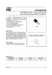 DataSheet STW20NK70Z pdf