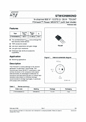 DataSheet STW43NM60ND pdf