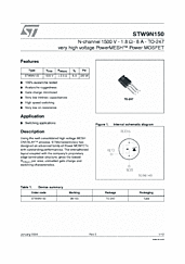 DataSheet STW9N150 pdf