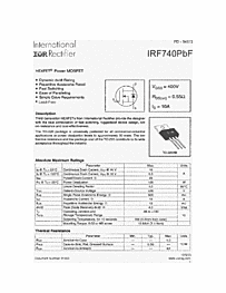 DataSheet IRF740PBF pdf