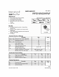 DataSheet IRFB16N50KPBF pdf