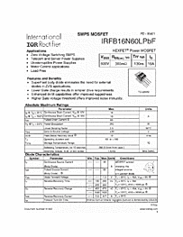 DataSheet IRFB16N60LPBF pdf