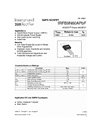 DataSheet IRFB9N60APBF pdf