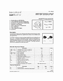 DataSheet IRFBF20LPBF pdf