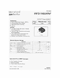 DataSheet IRFS11N50APBF pdf