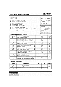 DataSheet IRF540A pdf