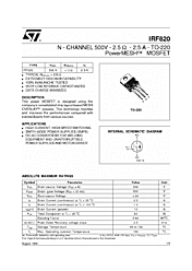 DataSheet IRF820 pdf